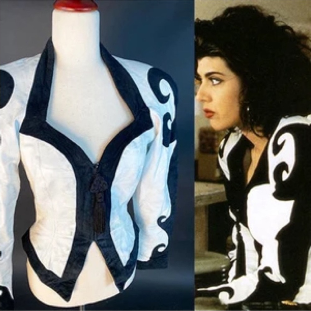 MARISA TOMEI MY COUSIN VINNY Leather Suede Black White Swirl Vintage 80s Jacket